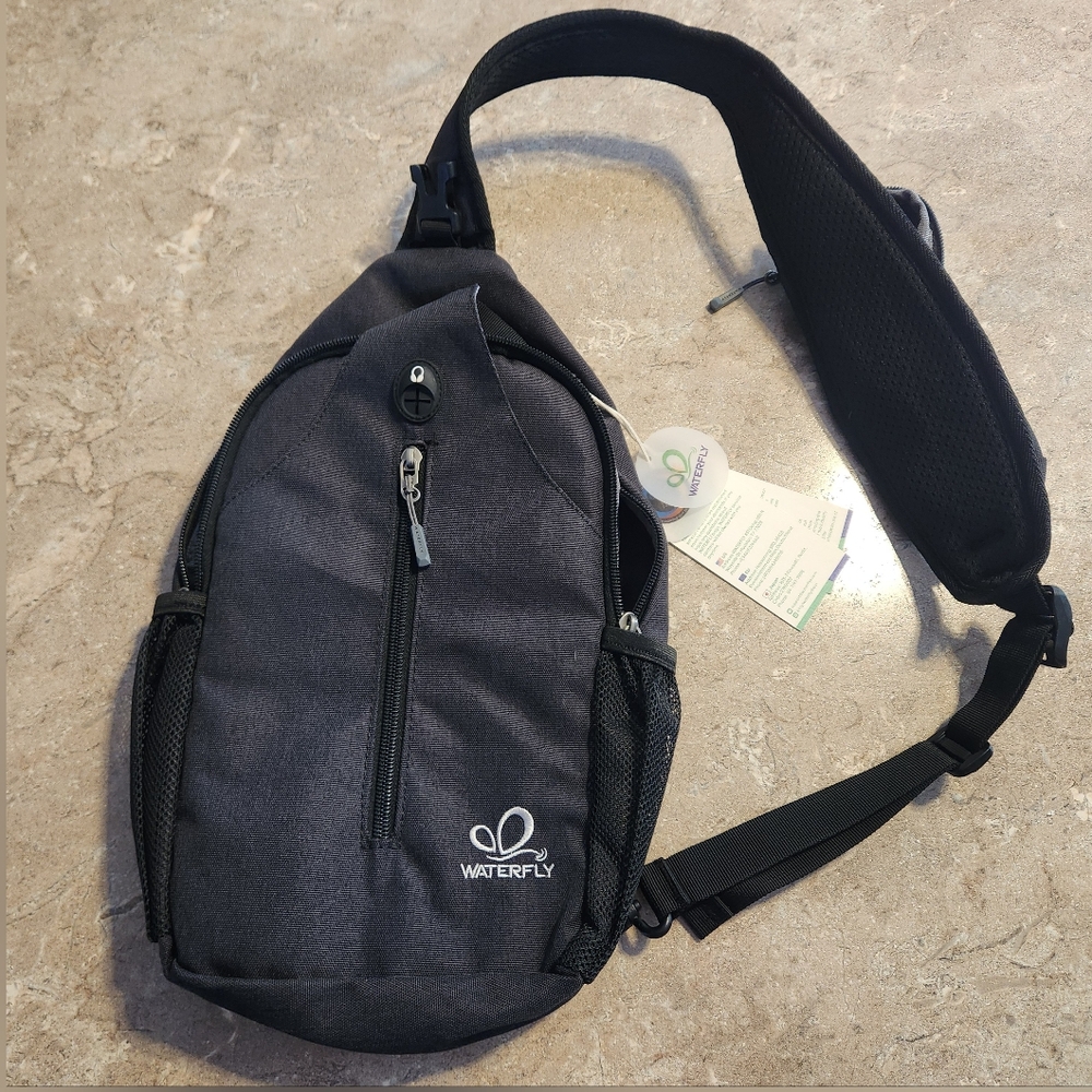 NWT Waterfly Sling Bag Sports‎ Crossbody Backpack Travel Hiking Outdoors Black